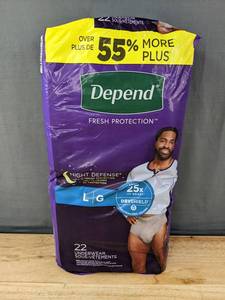 lot 364 image: 22 Depend Night Defense Underwear LG - Brand New