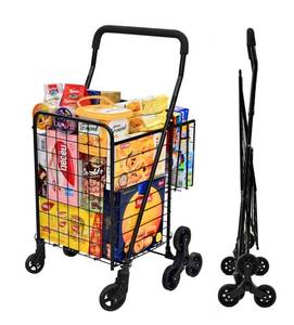 lot 375 image: Kiffler Grocery Shopping Cart with 360 Degree Rolling Swivel Wheels - Brand New B