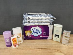 lot 98E image: Personal Care Puffs Tissues, Herolife Baby Wipes, Lime Deodorant, Gel Manicure Essentials, Etc. - Brand New