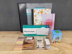 lot 390 image: Office and Home Supplies Planners, Envelopes, Math Fact Fidget Spinners, Pens, Etc. - Brand New