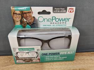 lot 397 image: One Power Readers Adjustable Reading Glasses 0.5 to 2.50 - Brand New