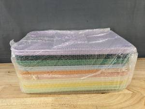 lot 96E image: 18-Piece Food Tray Set, 9 Colors, 15 x 10.5 Inch - Brand New