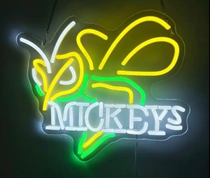 lot 9D image: Brand New Mickeys Fine Malt Liquor 11 LED Neon Bar Sign