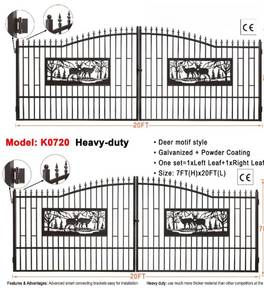 lot 5 image: 7FT by 20FT Metal Farm Driveway Gate Galvanized  Powder Coating (One Set) K0720