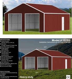 lot 14 image: Double Garage Steel Barn 25FT(W)x 33FT(L)x 14FT(H)    K3325G