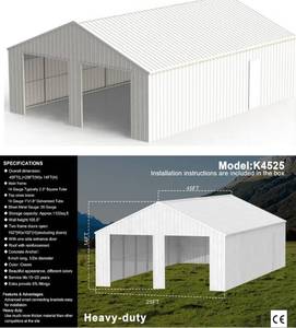 Double Garage Steel Barn Shed 45FT(L)x25FT(W)x 14FT(H)&nbsp; K4525