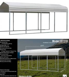 lot 33 image: UNUSED 2025 STELL CARPORT&nbsp11FT(W)x20FT(L)x9FT(H) height 110 Side-wall height94 K1119