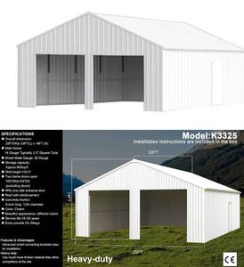 Double Garage Steel Barn 25FT(W)x 33FT(L)x 14FT(H)&nbsp; K3325