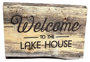 lot 029 image: Spalted Tiger Wood  Welcome To The Lake House Sign (15 X 10.5 X 34 thick)