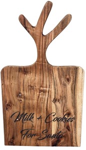 lot 039 image: Indian Rosewood- Reindeer Shaped Milk and Cookies for Santa Cutting Board - NO EPOXY (18.25 X 10 X 58 thick)
