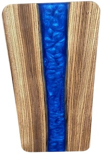 lot 035 image: Live Edge Zebra Wood with Split BlueClear Epoxy Cutting Board (24 X 12 X 78 thick)