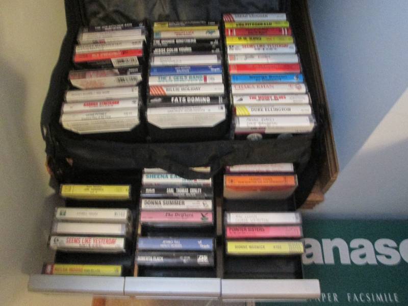 lot 129 image: Assorted Cassette Tapes and Cassette Storage