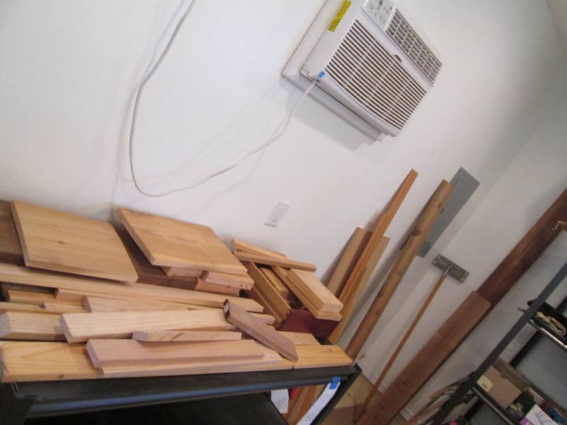 lot 187 image: All wood pieces, slats, trim, board...