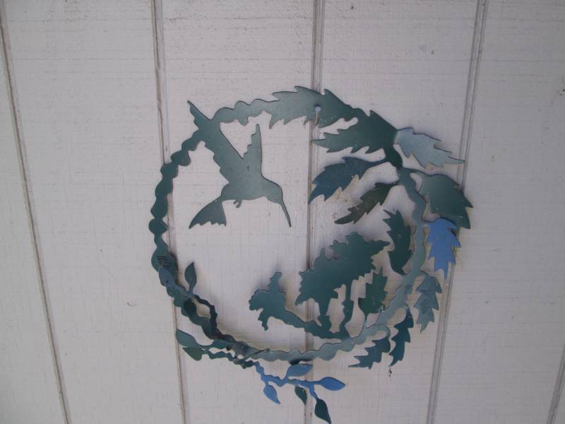 lot 220 image: Cut Metal signed outdoor hummingbir...