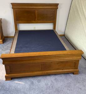 lot 63 image: Solid Wood Queen Bed Frame, Frame Only, 65.5 W Headboard & Footboard