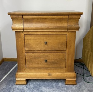 lot 66 image: 3 Drawer Solid Wood Nightstand with Cedar Lined Drawers