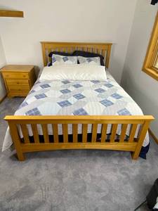 lot 90 image: Mobel Inc. Solid Wood Queen Bed Frame