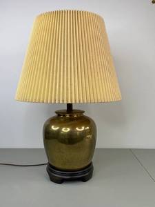 lot 449 image: Brass Table Lamp with Pleated Shade, 26 in. Height