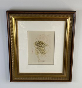 lot 2A image: Salvador Dali Divine Comedy Wood Engraving Purgatory Framed with COA