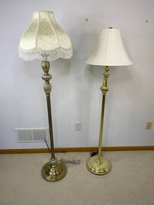 lot 110 image: Pair of Floor Lamps, 63 in and 58 in Tall