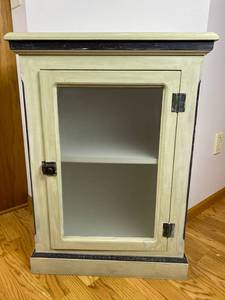 lot 139 image: Decorative Storage Cabinet with Frosted Glass, 2 Shelves, 26x15x36 Inches