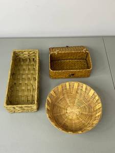 lot 157 image: Lot of 3 Woven Baskets