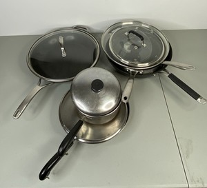lot 335 image: Assorted Cookware Lot - Anolon, Cuisinart, Calphalon Pots and Pans