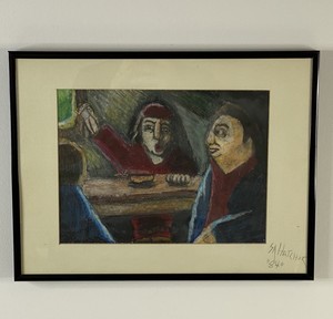 lot 342 image: SA Hatcher Signed Framed Art, 1984, 14x14.5 Inch