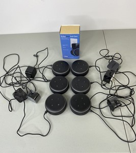 lot 348 image: 6 Amazon Echo Dot 3rd Gen Smart Speakers with Alexa and 1 Wall Mount