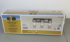 lot 410 image: Hampton Bay Charenton 3-Light Vanity Fixture, Brushed Nickel, New