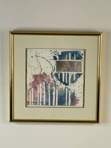 lot 422 image: J. Bellin Signed 1989 Abstract Original Framed Art, 16.5 x 16.5 in