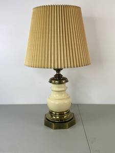 lot 30A image: Stiffel Brass Table Lamp, Mid-Century Modern, 32.5 in, Tested Working