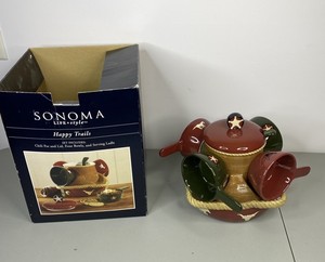 lot 432 image: Sonoma Happy Trails Ceramic Chili Pot Set with Bowls and Ladle