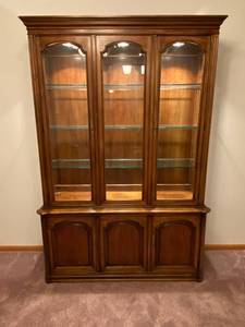 lot 17A image: White Furniture Co. Lighted Hutch, 55.5 in W x 17 in D x 80 in H