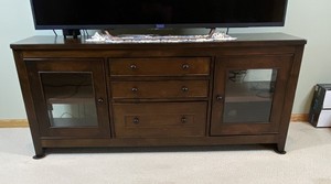 lot 13 image: Solid Wood Entertainment Center, 64W x 17.25D x 27H