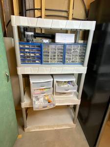 lot 48 image: Shelf with Assorted Hardware and Fasteners