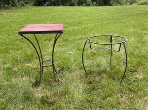 lot 249 image: Metal Plant Stand and Outdoor Decorative Table