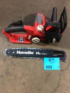 lot 15 image: Homelite 14 in. 9 Amp Electric Chainsaw Customer Returns See Pictures