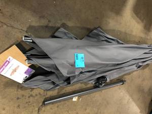 lot 28 image: PURPLE LEAF 6.5 ft. x 10 ft. Aluminum Crank and Tilt Outdoor Patio Market Umbrella in Light Gray   Customer Returns See Pictures