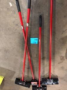lot 48 image: Lot of Libman 13.5 in. High Power Extra-Large Heavy-Duty Floor Scrub Brush with Swiveling Head and Steel Handle customer return see pictures