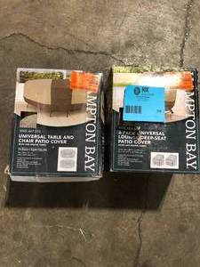 lot 54 image: Lot of Hampton Bay Outdoor Patio Deep Seating Lounge Chair Cover (2-Pack) customer return see pictures
