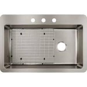 lot 31 image: Elkay Avenue 33 in. Drop-InUndermount Single Bowl 18-Gauge Stainless Steel Kitchen Sink Kit w Accessories    Customer Returns See Pictures