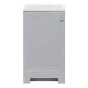 lot 34 image: Glacier Bay 19 in. Single Sink Pearl Gray Bath Vanity with White Cultured Marble Top (Assembled)   Customer Returns See Pictures