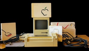 lot 15 image: Vintage Apple Macintosh Computer Set with Monitor, Printer, Floppy Disks, Manuals, and Accessories