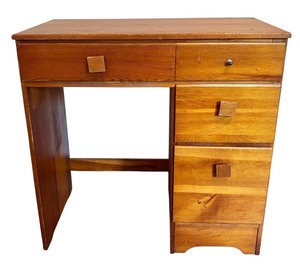 lot 35 image: Vintage Wooden Desk with 3 Drawers and Filing Drawer
