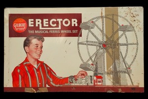 lot 63 image: Vintage Gilbert Erector Musical Ferris Wheel Set No. 10073 with Accessories