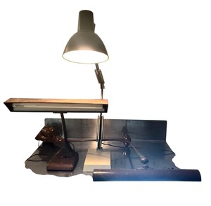 lot 72 image: Tested Vintage Garage or Desk Lamp Set, 3 Pieces, Largest 39 Inches High