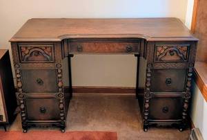 Vintage Carved Mahogany Writing Desk