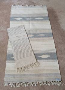 lot 44 image: Ortega Navajo Woven Wool Accent Rug and Table Runner