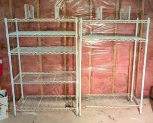 lot 52 image: Pair of Metal Wire Storage Shelves
